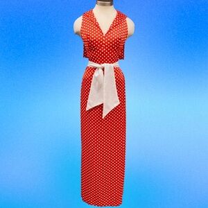 Vintage Jack Hartley Miami 1960’s Red & White Polka Dot Sailor Dress w/ Belt